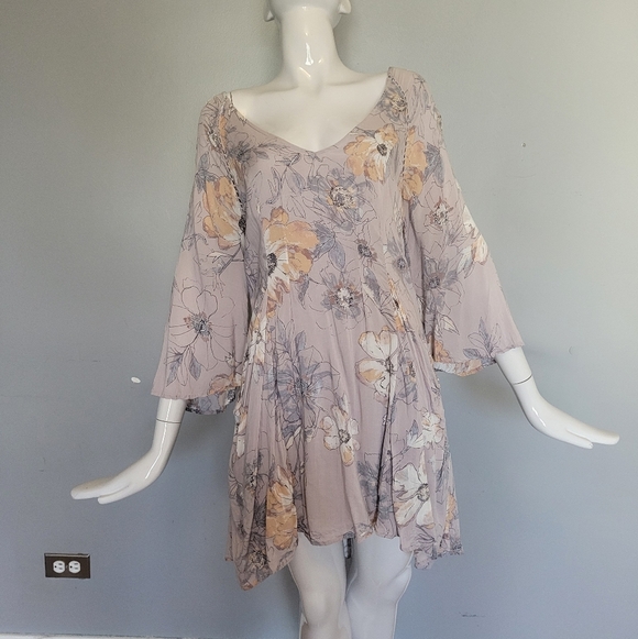 Free People Eyes On You Mini Dress In Stone Lavender Combo, VGUC, Size 8 - Picture 2 of 9